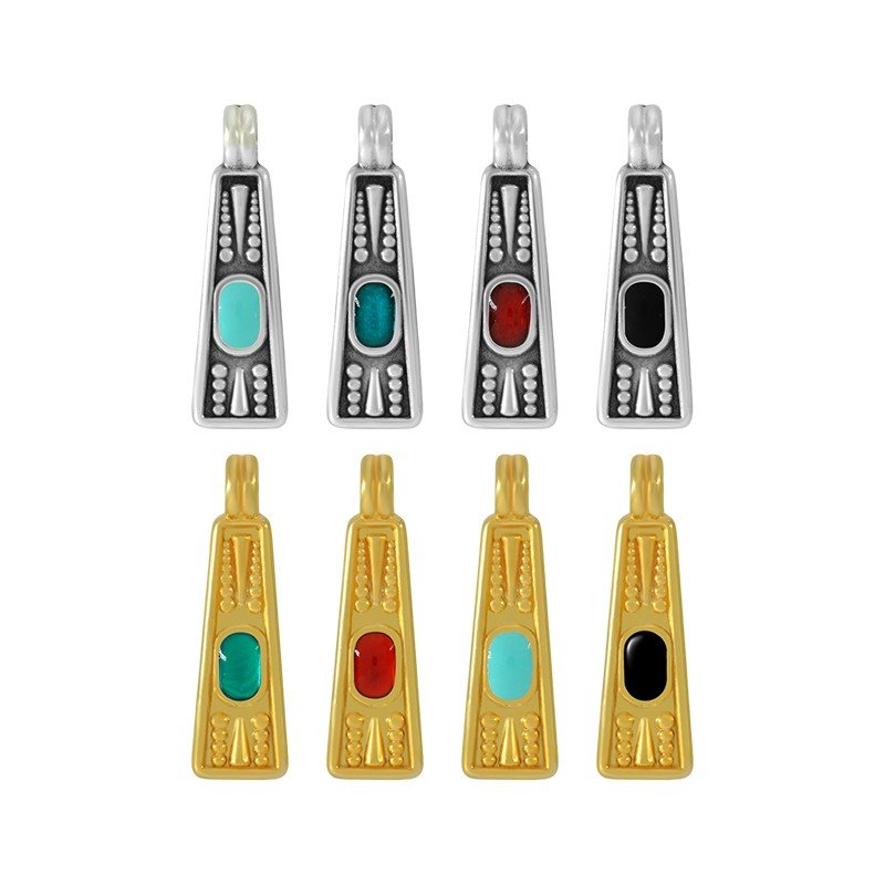 Pendentif Grec petit en zamak émaillé – 6,45 x 17,6 mm – Ø 2,3 mm - Solyluna Macramé