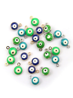 Pendentif œil en métal émaillé – Zamak – 6,5 mm (6 pièces)
