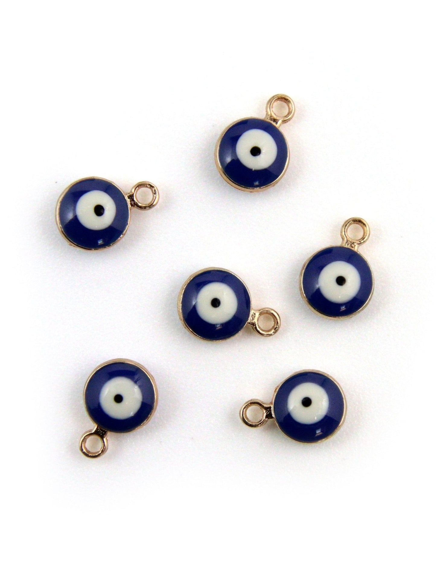 Pendentif œil en métal émaillé – Zamak – 6,5 mm (6 pièces) - Solyluna Macramé