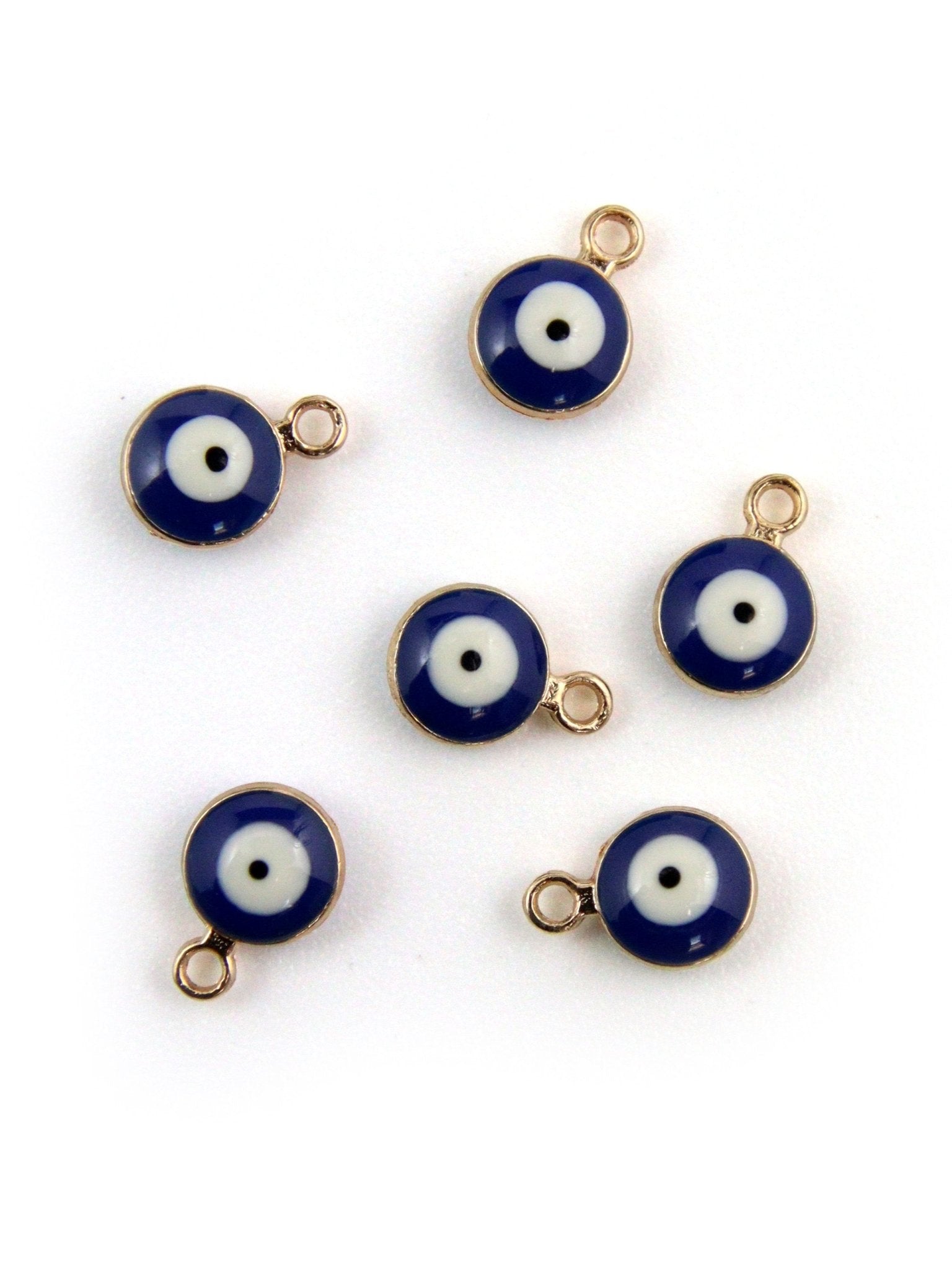 Pendentif œil en métal émaillé – Zamak – 6,5 mm (6 pièces) - Solyluna Macramé