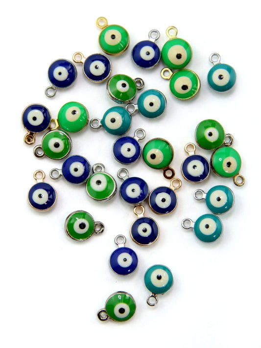 Pendentif œil en métal émaillé – Zamak – 6,5 mm (6 pièces) - Solyluna Macramé