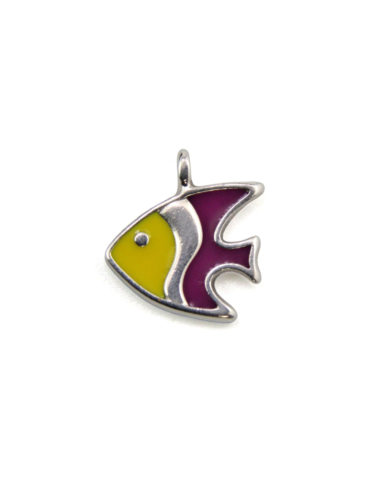 Pendentif poisson en zamak émaillé - Solyluna Macramé