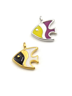Pendentif poisson en zamak émaillé