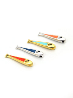 Pendentif poisson long en zamak émaillé