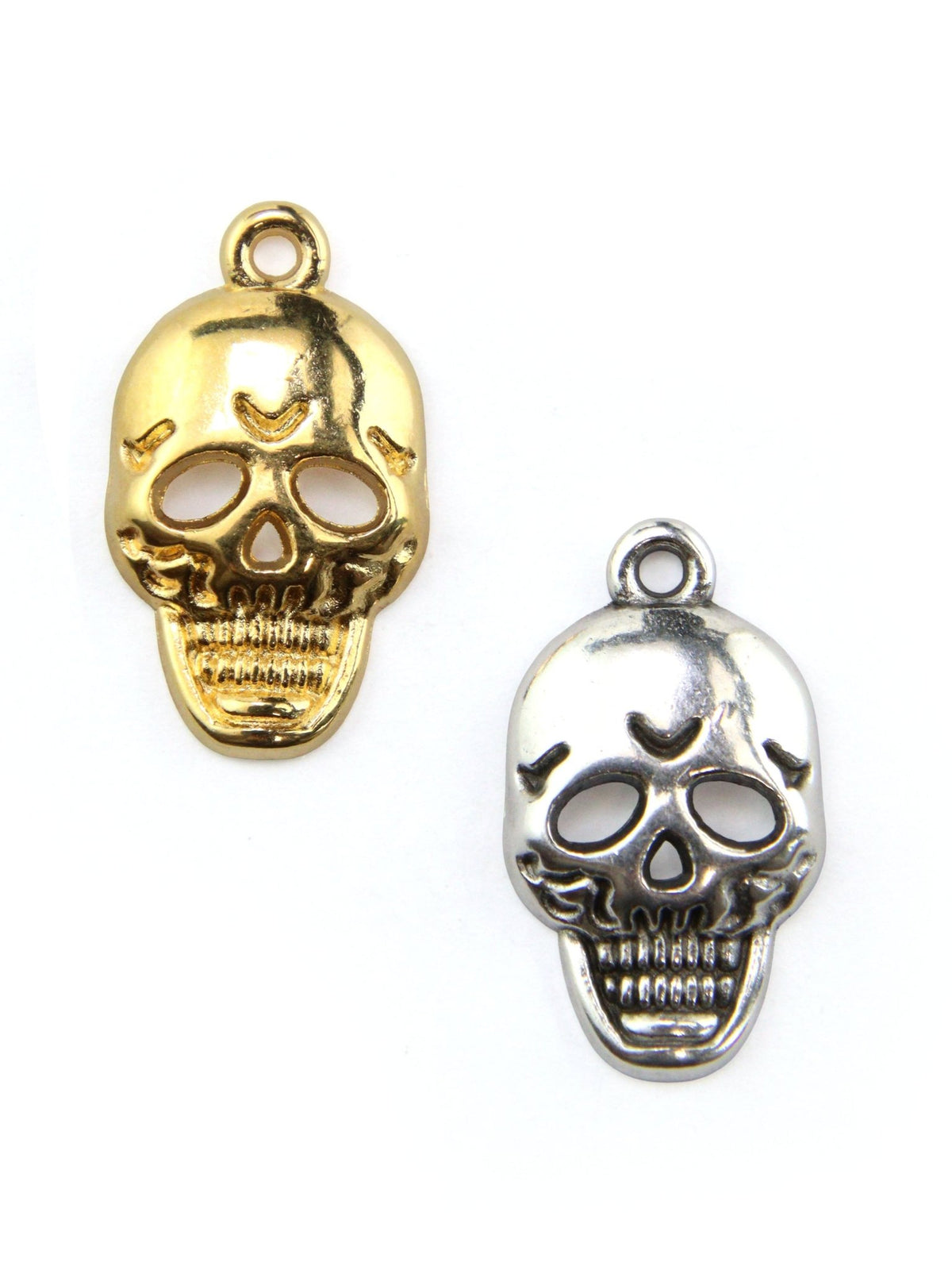 Pendentif tête de mort Halloween zamak 17mm - Solyluna Macramé