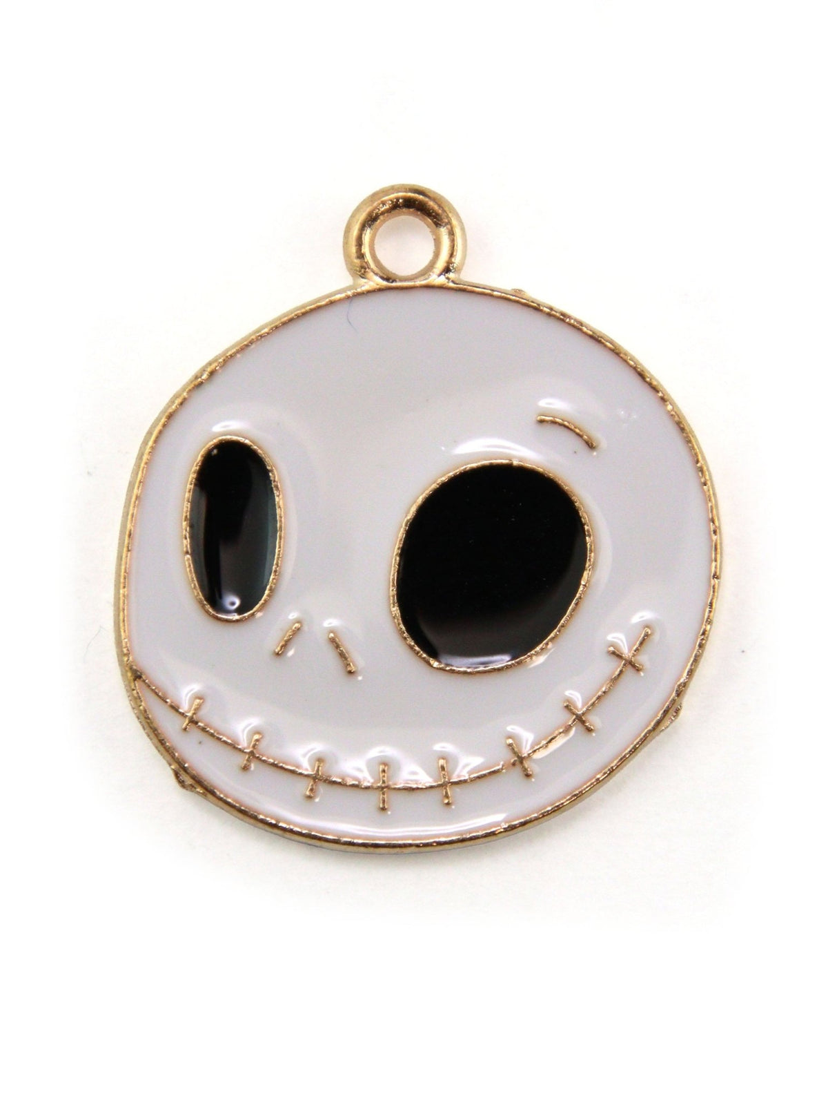 Pendentif tête de squelette émaillé blanc 22mm - Solyluna Macramé
