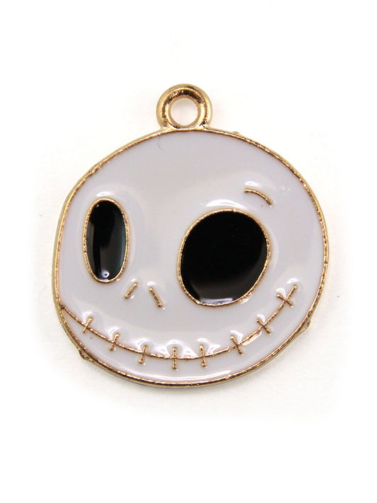 Pendentif tête de squelette émaillé blanc 22mm - Solyluna Macramé