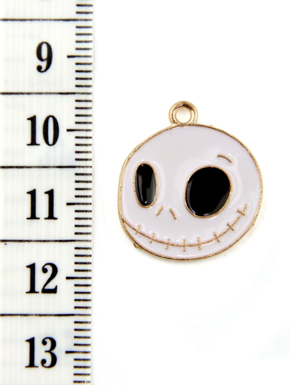 Pendentif tête de squelette émaillé blanc 22mm - Solyluna Macramé