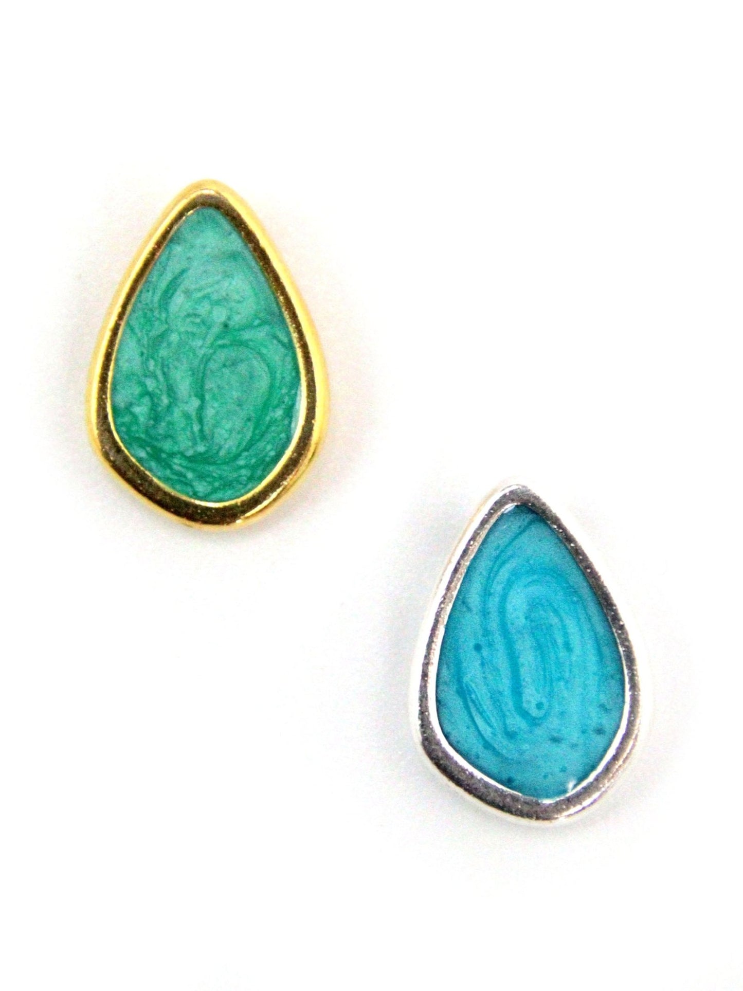 Pendentif zamak émaille bleu & vert - Solyluna Macramé