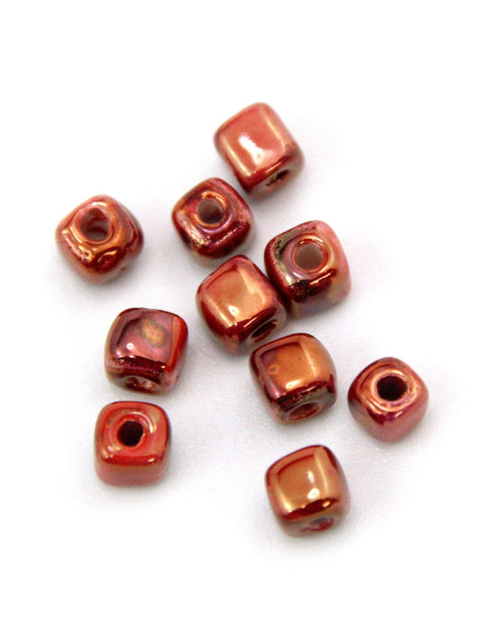 Perles cube céramique émaillée - Cuivre - Solyluna Macramé