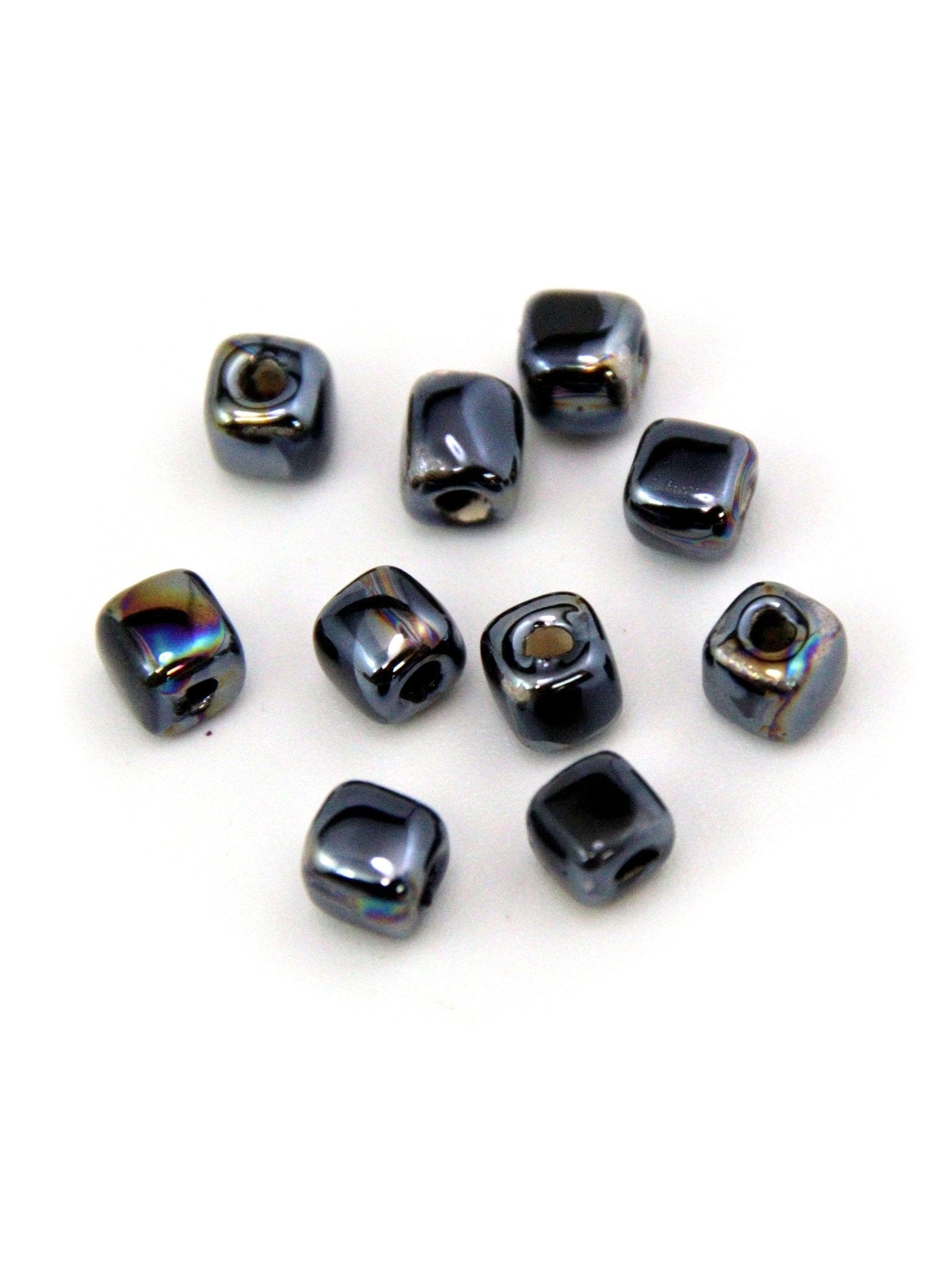 Perles cube céramique émaillée - Noir - Solyluna Macramé