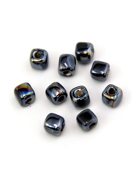 Perles cube céramique émaillée - Noir - Solyluna Macramé