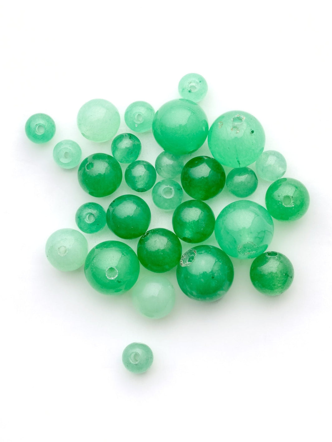 Perles Rondes En Jade Vert Naturel - 6 Mm - Pierres De Lithothérapie - Lot De Perles Authentiques