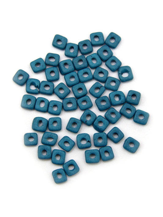 Perles plates en céramique - Bleu foncé - Solyluna Macramé