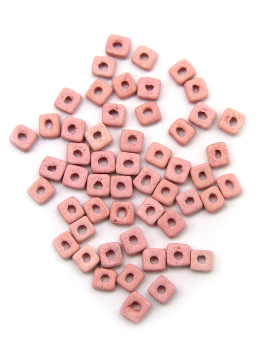 Perles plates en céramique - Fuschia - Solyluna Macramé