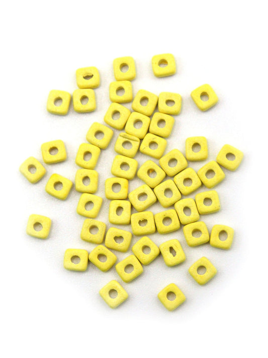 Perles plates en céramique - Jaune - Solyluna Macramé