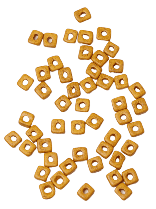 Perles plates en céramique - Moutarde - Solyluna Macramé