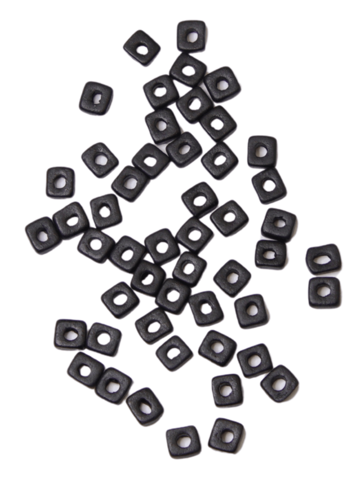 Perles plates en céramique - Noir - Solyluna Macramé