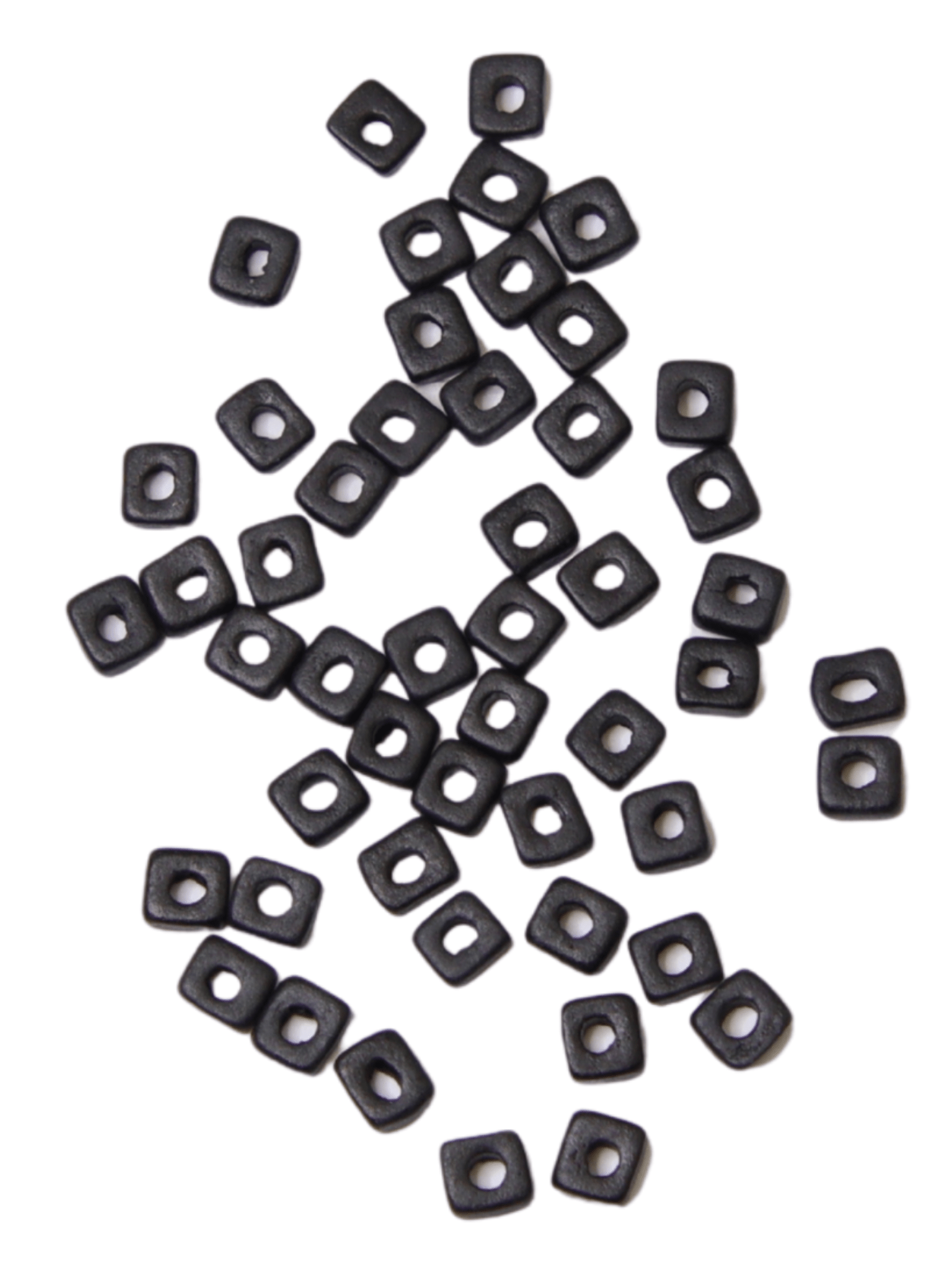 Perles plates en céramique - Noir - Solyluna Macramé