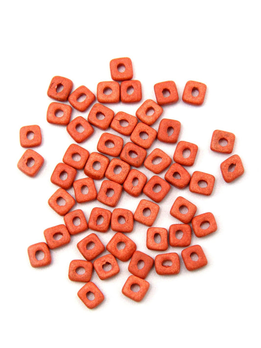 Perles plates en céramique - Terracotta - Solyluna Macramé