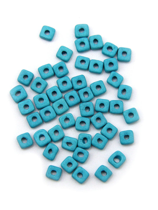 Perles plates en céramique - Turquoise - Solyluna Macramé