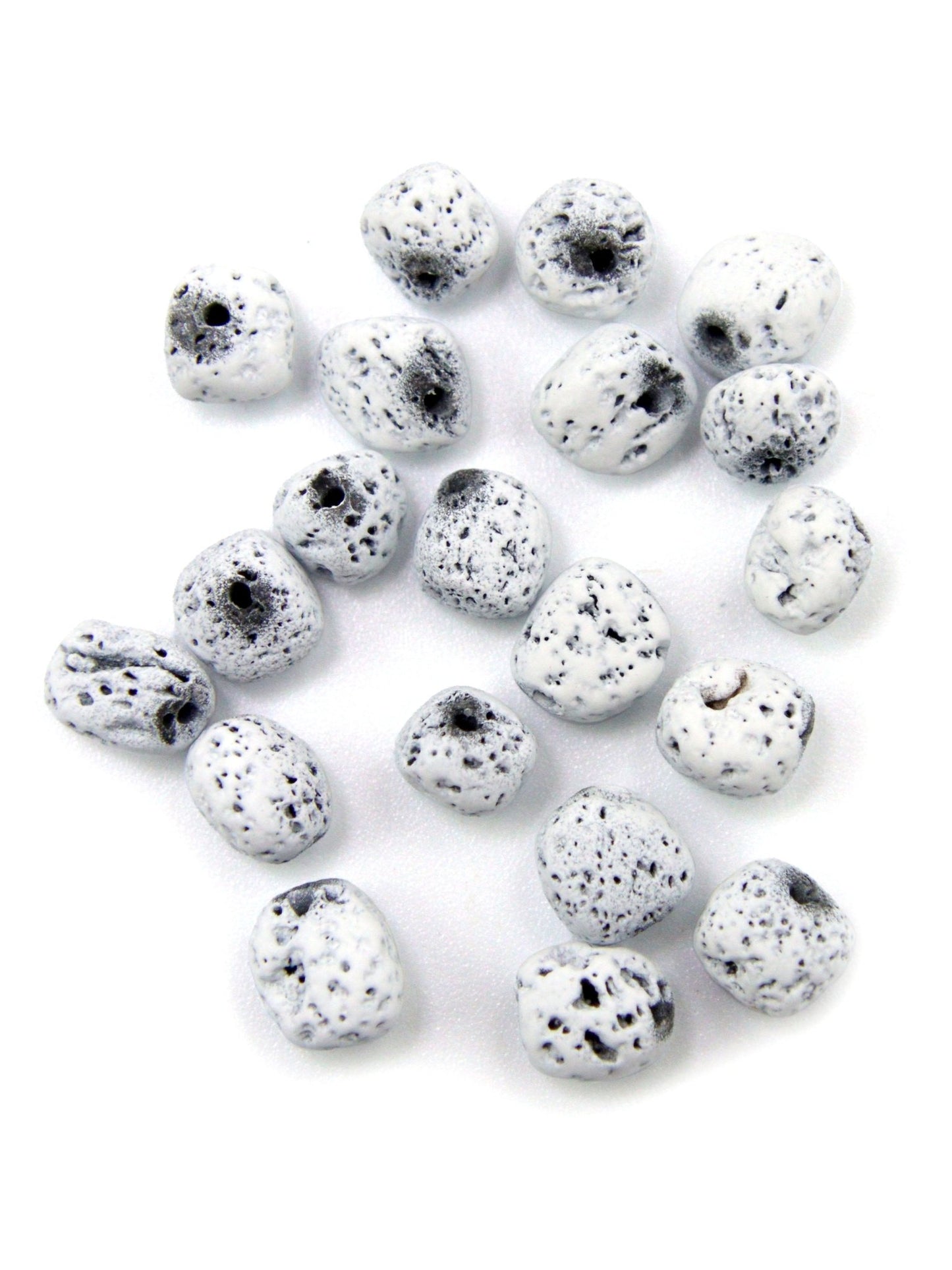 Perles rondes blanches en pierre de lave – 8 mm - Solyluna Macramé