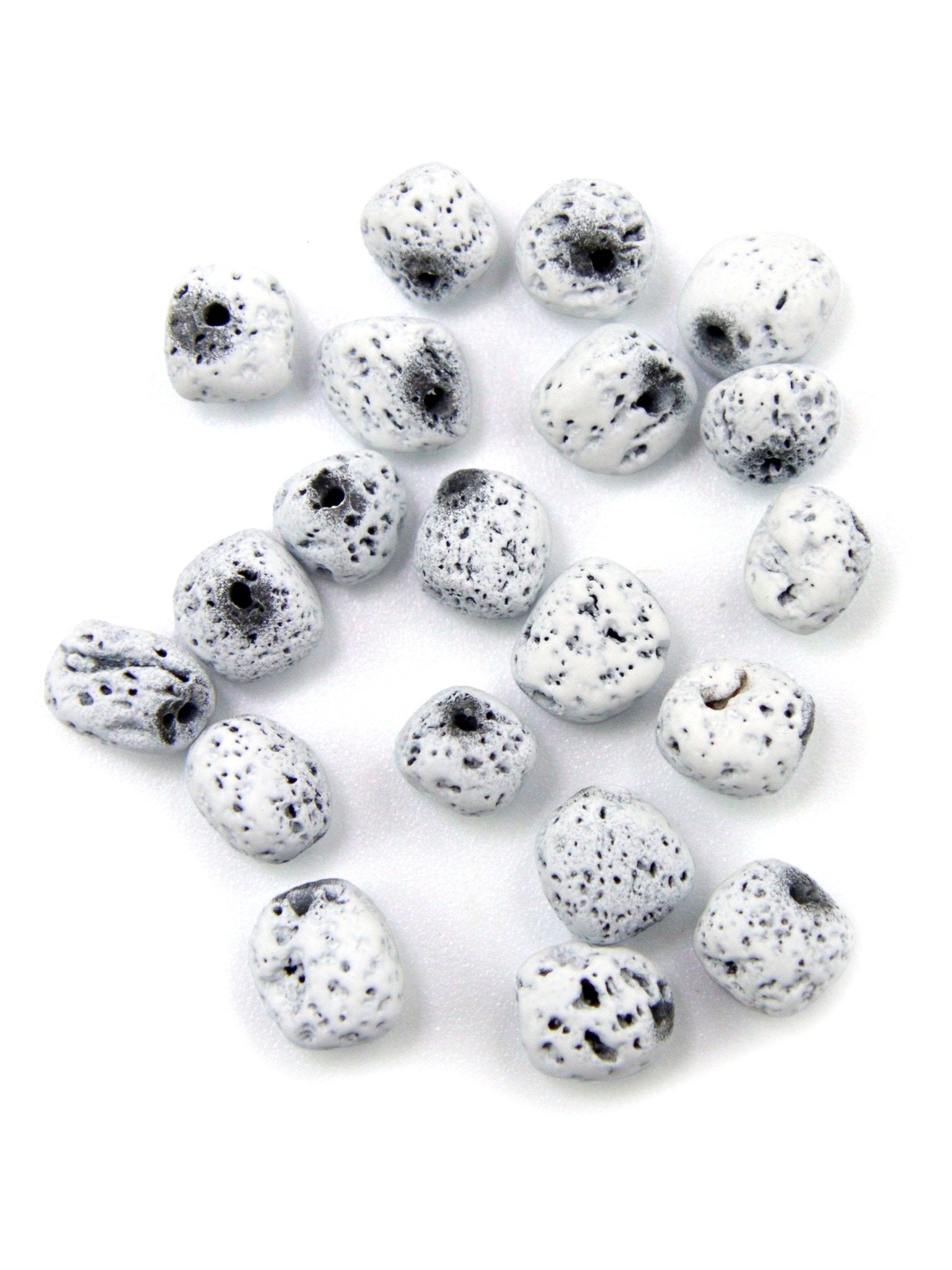 Perles rondes blanches en pierre de lave – 8 mm - Solyluna Macramé