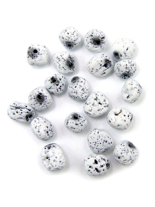 Perles rondes blanches en pierre de lave – 8 mm - Solyluna Macramé