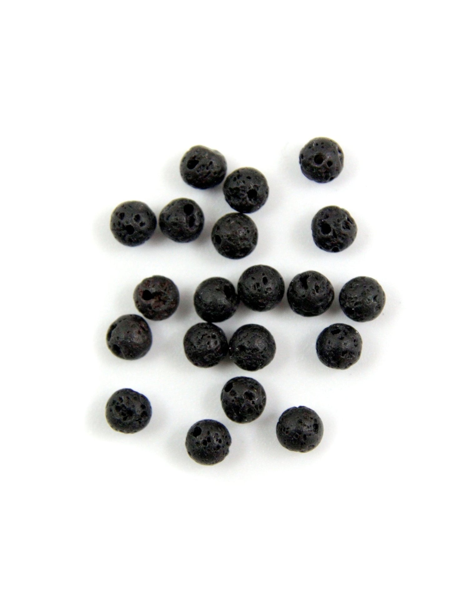 Perles rondes noires en pierre de lave – 4, 6 ou 8 mm - Solyluna Macramé