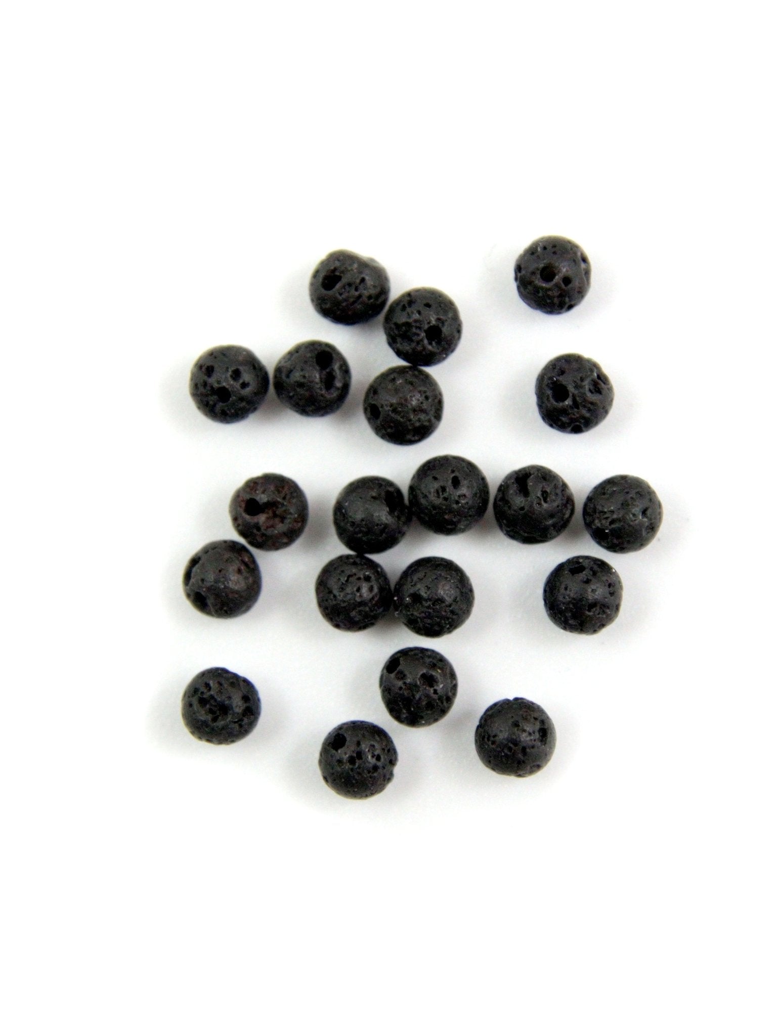 Perles rondes noires en pierre de lave – 4, 6 ou 8 mm - Solyluna Macramé
