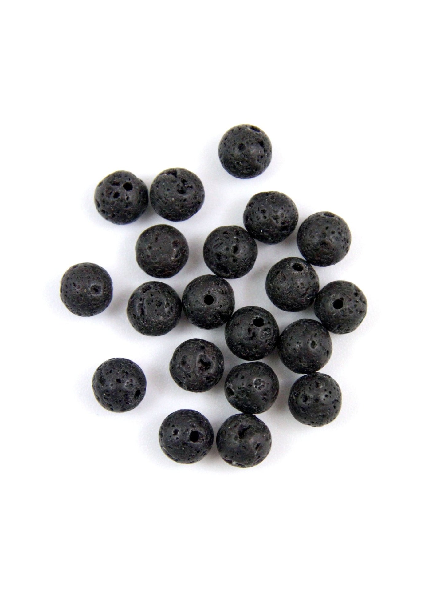 Perles rondes noires en pierre de lave – 4, 6 ou 8 mm - Solyluna Macramé