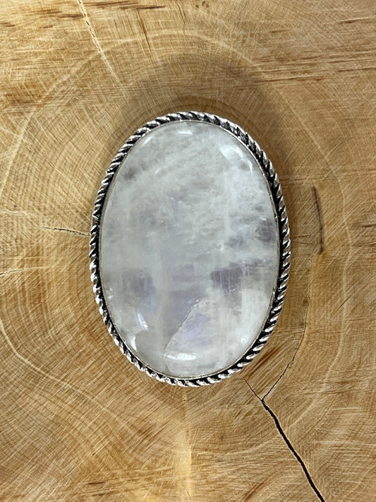Pierre de lune sertie argenté n°A1 (4,1cm x 3cm) - Solyluna Macramé