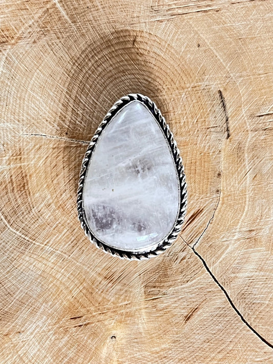 Pierre de lune sertie argenté n°A3 (3,3cm x 2,2cm) - Solyluna Macramé