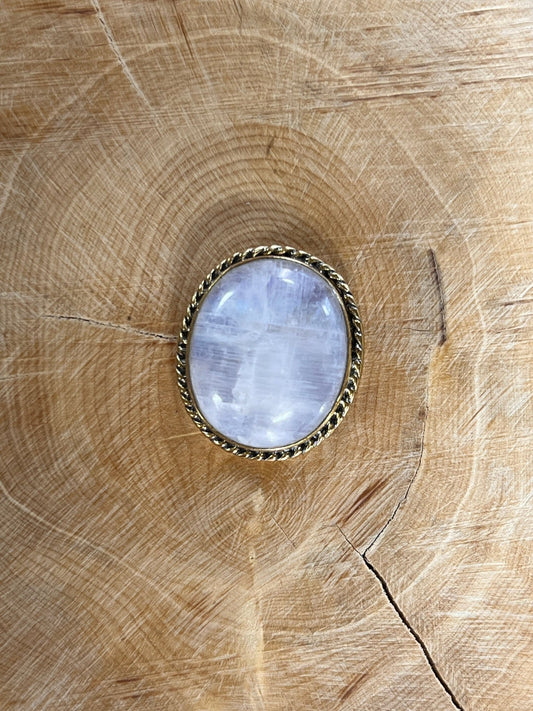 Pierre de lune sertie doré n°D1 (2,2cm x 2cm) - Solyluna Macramé