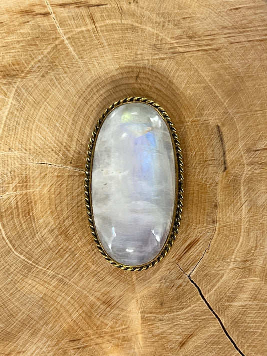 Pierre de lune sertie doré n°D1 (3,8cm x 2,7cm) - Solyluna Macramé