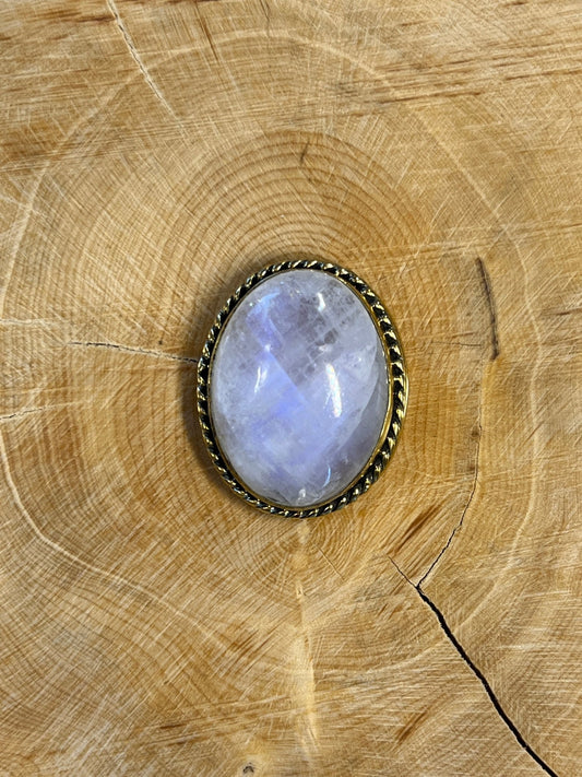 Pierre de lune sertie doré n°D4 (2,5cm x 2,1cm) - Solyluna Macramé
