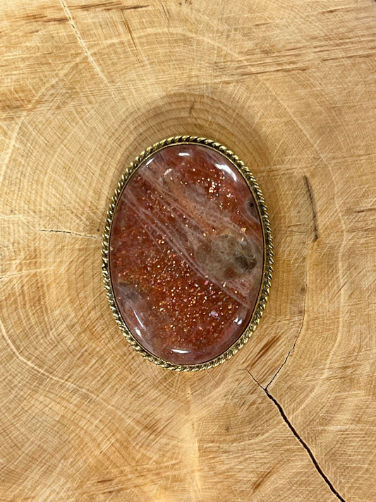 Pierre de soleil sertie doré n°D1 (3,6cm x 2cm) - Solyluna Macramé