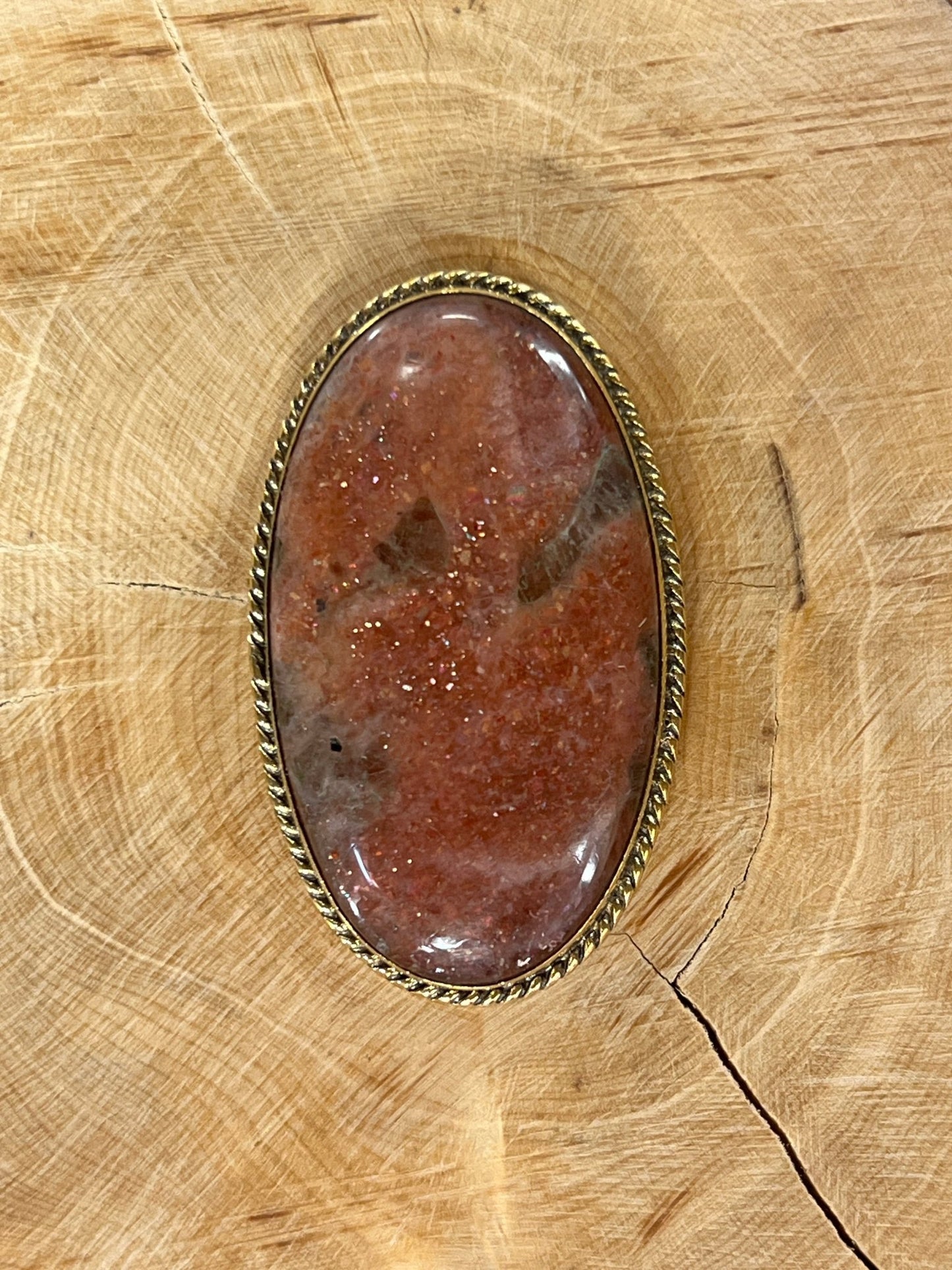 Pierre de soleil sertie doré n°D2 (4,4cm x 2,1cm) - Solyluna Macramé