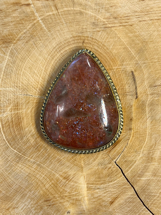 Pierre de soleil sertie doré n°D4 (3,7cm x 3cm) - Solyluna Macramé