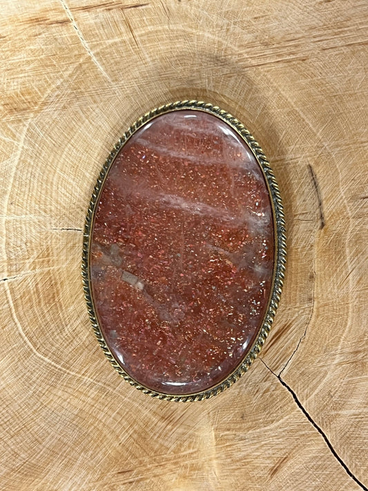 Pierre de soleil sertie doré n°D4 (4,6cm x 3,2cm) - Solyluna Macramé