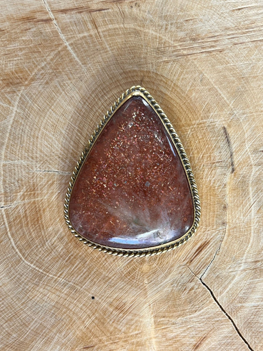 Pierre de soleil sertie doré n°D5 (3,6cm x 2,9cm) - Solyluna Macramé