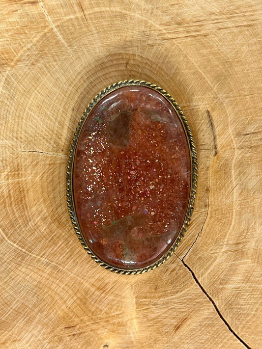 Pierre de soleil sertie doré n°D6 (4,2cm x 2,9cm) - Solyluna Macramé