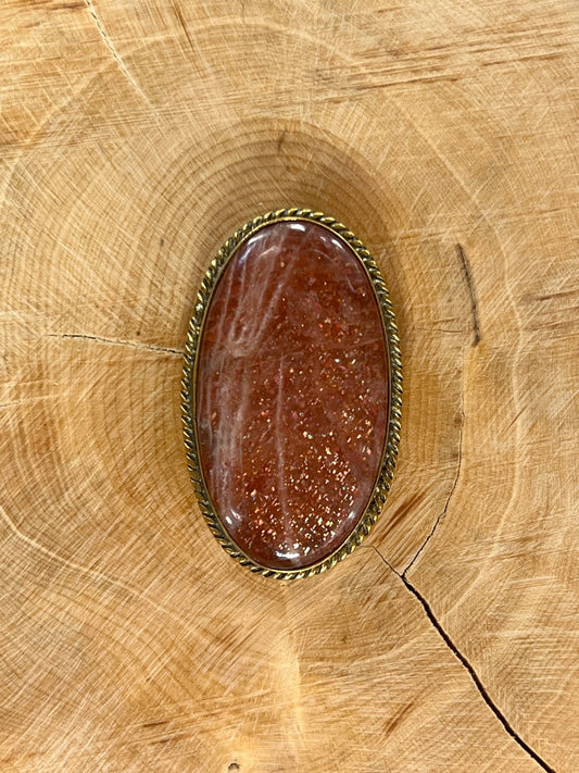 Pierre de soleil sertie doré n°D7 (3,6cm x 2,2cm) - Solyluna Macramé