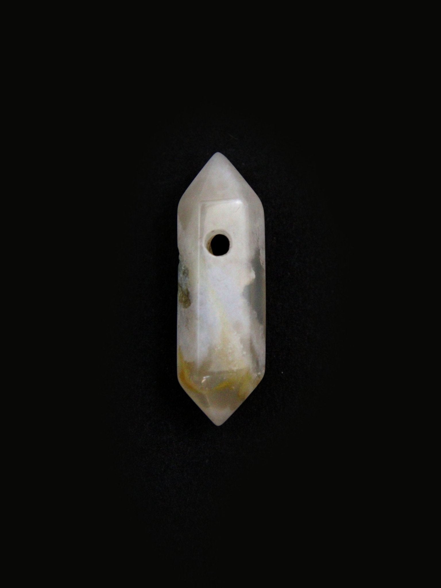 Pierre double pointe trouée calibrée, 12 pierres naturelles - Solyluna Macramé