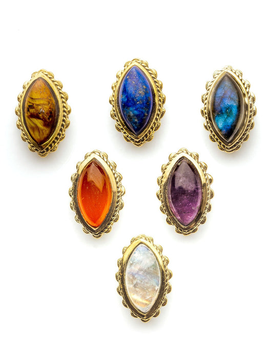 Pierre marquise serties de laiton de 17 mm - Solyluna Macramé