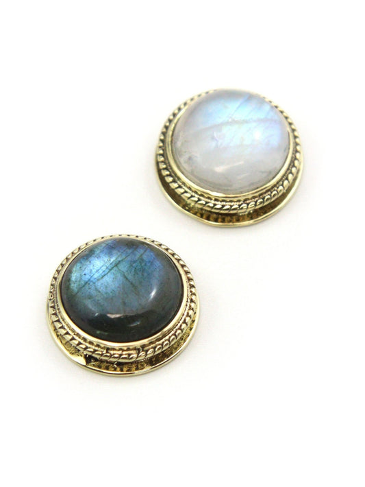 Pierre sertie de laiton ronde de 18 mm - Solyluna Macramé