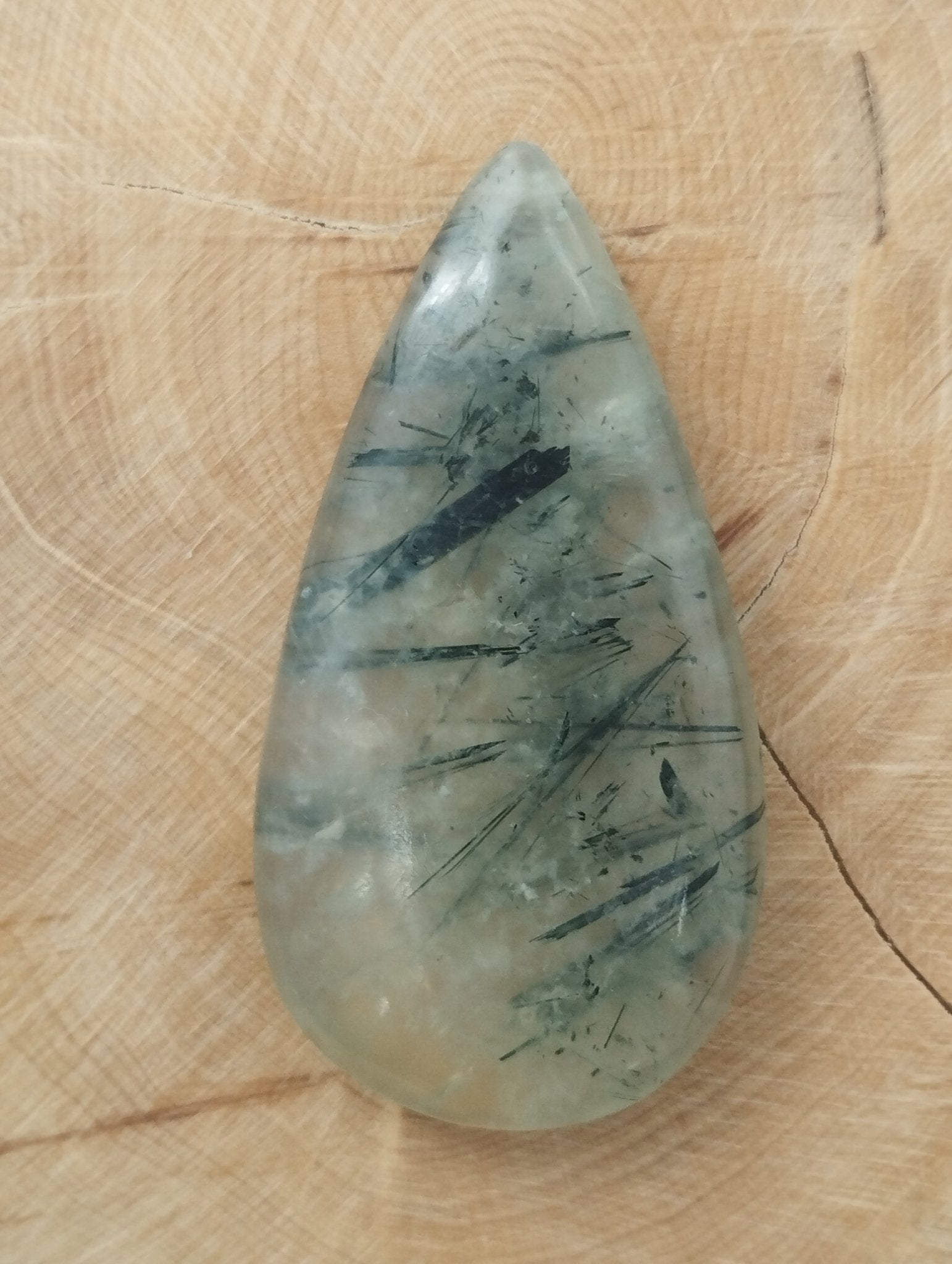 Préhnite Rutile n°4 (5,39 cm x 2,84 cm) - Solyluna Macramé