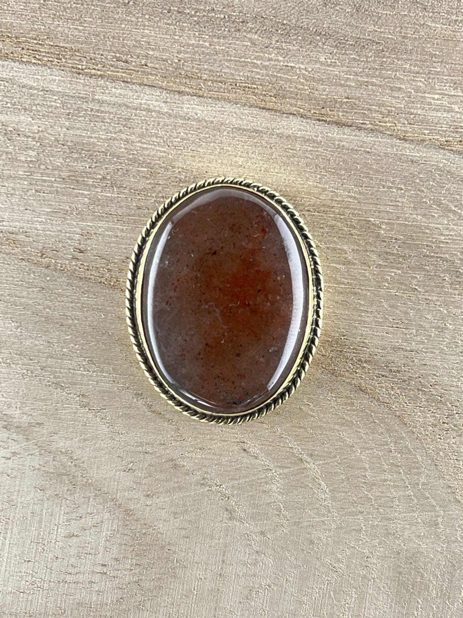 Quartz Fraise sertie doré n°D4 (3,7cm x 2,6cm) - Solyluna Macramé