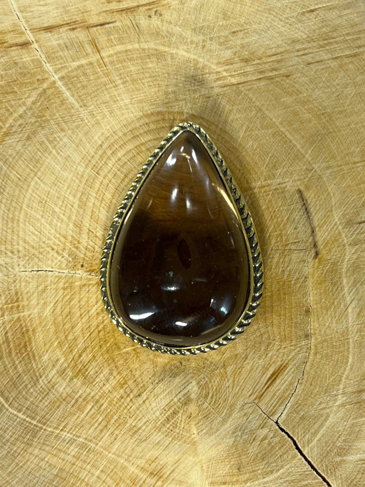 Quartz Fumé sertie doré n°D1 (3,3cm x 2,3cm) - Solyluna Macramé