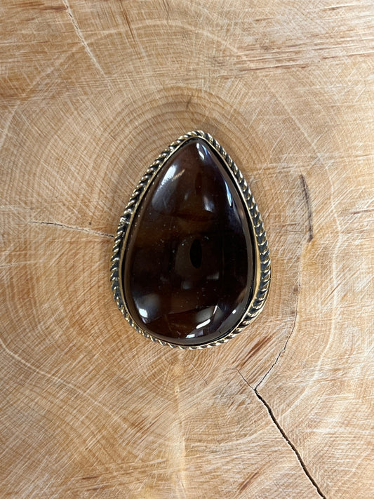 Quartz Fumé sertie doré n°D1 (3,5cm x 2,5cm) - Solyluna Macramé